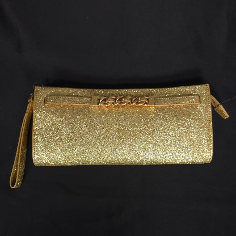 REBECCA MINKOFF Womens New Wristlet Bag Curb Link Clutch‎ Gold HF24TGFCLT